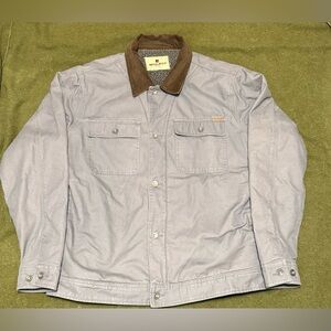 Woolrich Canvas Chore Jacket Men XXL Sherpa Lined Barn Coat Canvas Gray Button